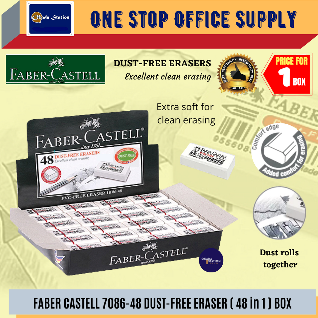 Faber-Castell Eraser 7086 - 48's BOX / Pemadam Pensel / Dust Free Eraser / Faber-Castell White Eraser