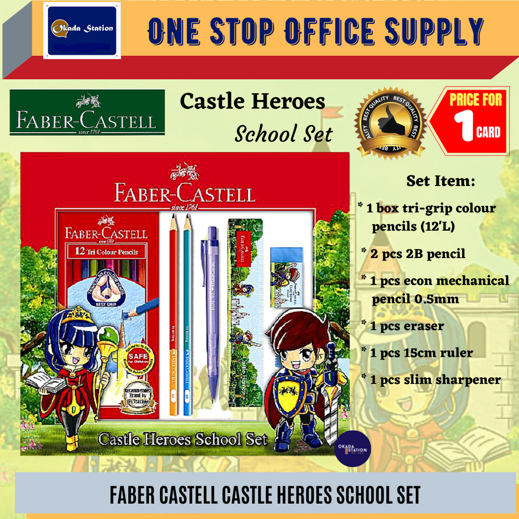 Faber-Castell School Set / Colour Pencil Set / Pensel Warna Set / Castle Heroes School Set