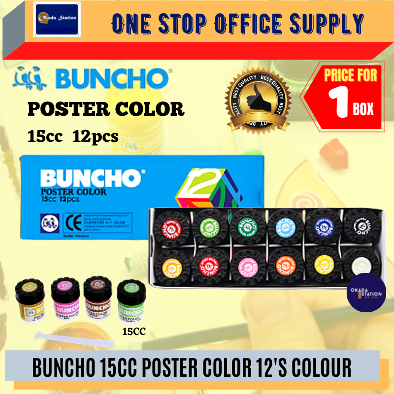 Buncho Poster Colour 12'S (15cc) / Warna Lukisan / Poster Color / Buncho / Water Colour