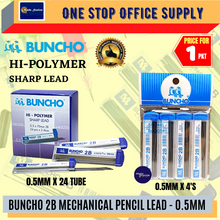 Load image into Gallery viewer, Buncho 0.5MM 2B Pencil Lead Hi-Polymer (4&#39;s/24&#39;s) Pencil Lead / 2B Lead / Buncho / Mata Pencil Ubat
