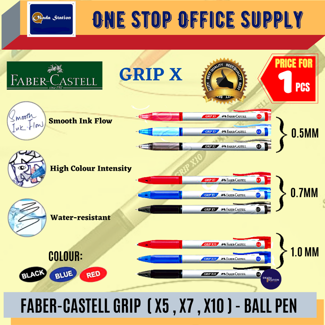 Faber-Castell Grip X Ball Pen / Click Pen / Grip x5 x7 x10 / Faber Castell Ball Pen