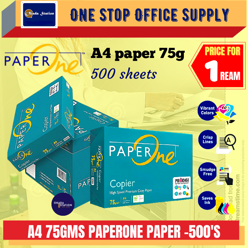 PaperOne A4 Paper 75gsm - 500'S / PAPER ONE / Photostat Paper / Copier Paper / White Paper