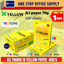 Load image into Gallery viewer, IK Yellow A3 PAPER (70gsm) 500&#39;S / Quality Paper / White Paper/ Photostat Paper / Copier Paper / White Paper
