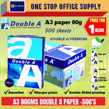 Load image into Gallery viewer, Double A A3 PAPER (80gsm) 500&#39;S / Quality Paper / White Paper/ Photostat Paper / Copier Paper / White Paper
