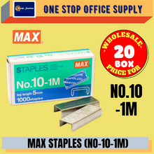 Load image into Gallery viewer, MAX Staples No.10-1M (20 Boxes) / Bullet Stapler / Ubat Stapler / HD-10 / Dawai Kokot / Staples No10
