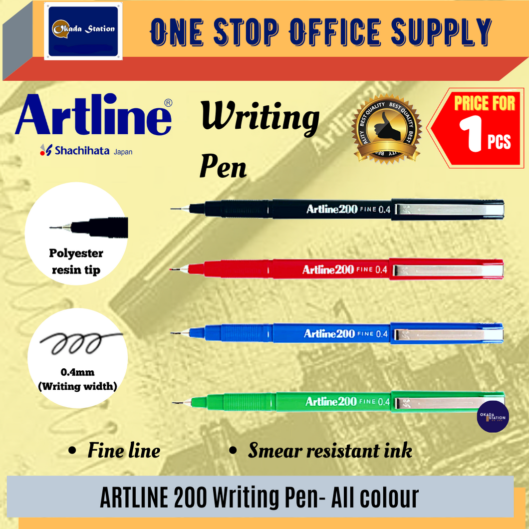 ARTLINE 200 WRITING PEN (0.4MM) #Black / Blue / Red / Artline Writing Pen 200