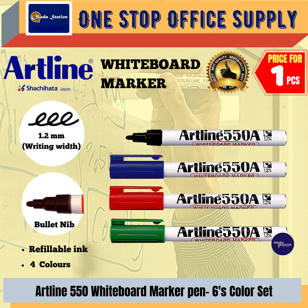 Artline 550A Whiteboard Marker Pen (1.2mm) /  Marker Pen / Whiteboard Marker / Fine Point / 550A Marker