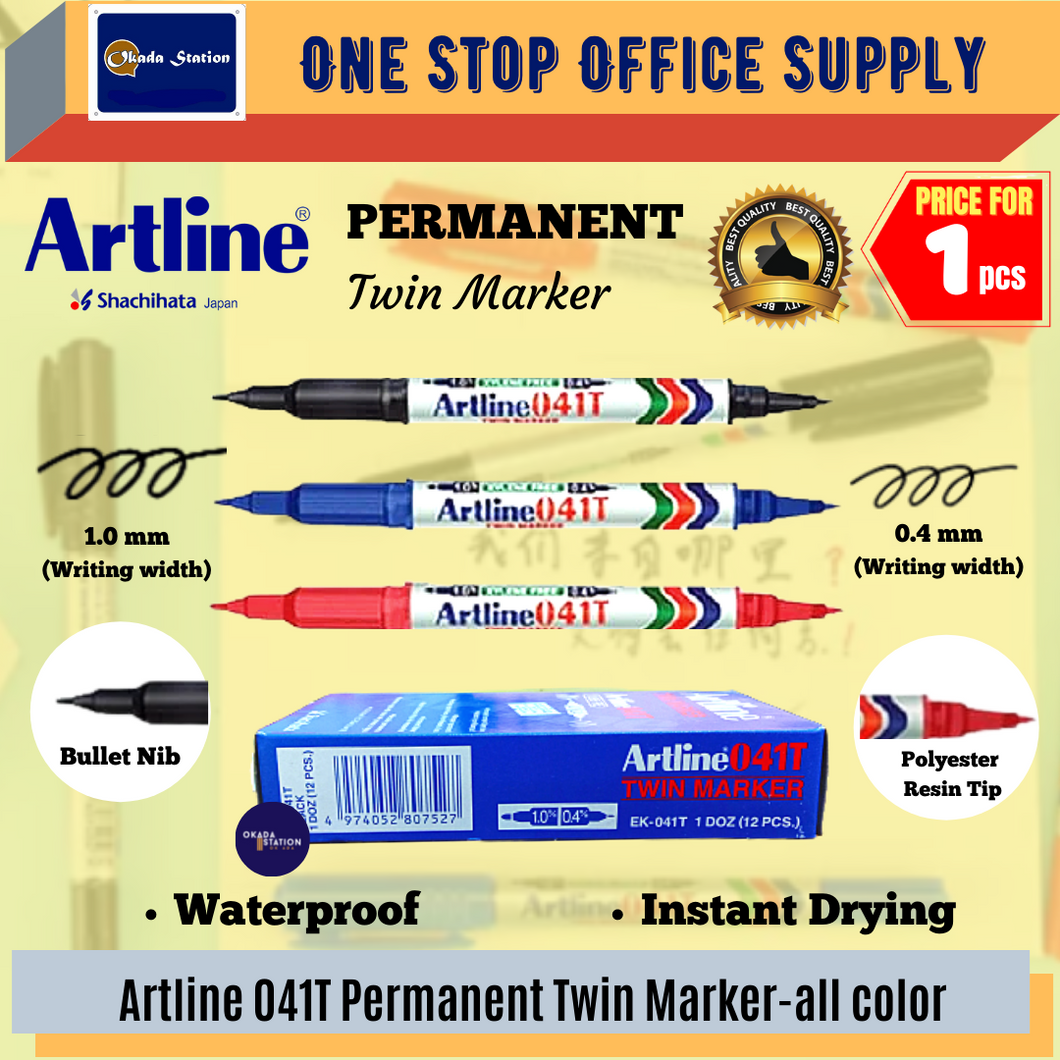 Artline 041T Twin Tip Permanent Marker Pen(EK-041T) / Dual Tip Permanent Marker Pen