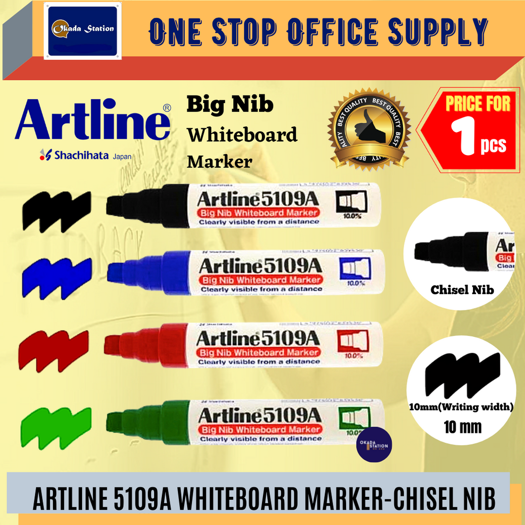 Artline 5109A Whiteboard Marker Pen / Big Nib Marker Pen / White board Marker / Chisel Point / 5109A Marker