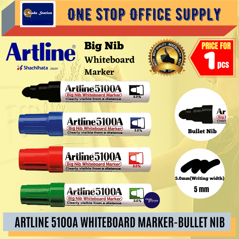 Artline 5100A Whiteboard Marker Pen / Big Nib Marker Pen / White board Marker / Bullet Point / 5100A Marker