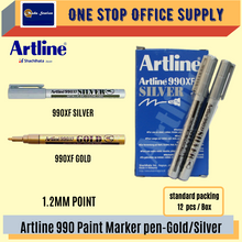 Load image into Gallery viewer, Artline Metallic Permanent Marker Pen 990XF-1.2mm (Gold/Silver) / Ink Marker Pen / Gold Ink Marker / Silver Ink Marker
