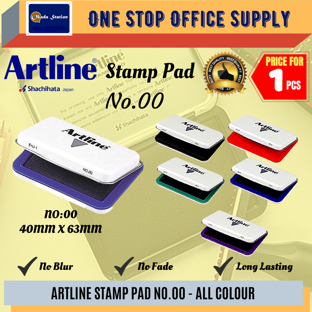 Artline Stamp Pad No.00 (Black/ Blue/ Red) / Artline Chop Pad / Artline Stamp Pad No.00