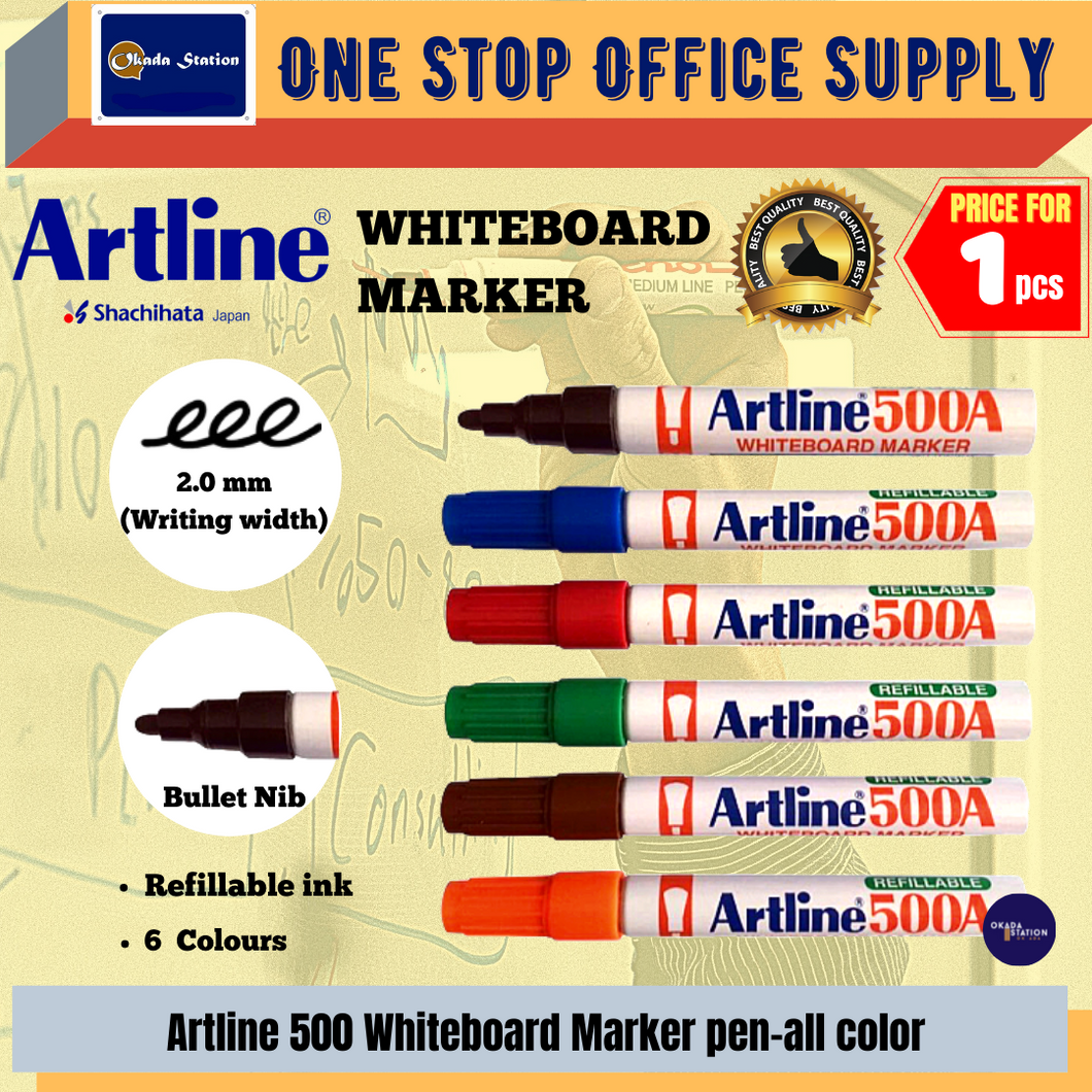 Artline Whiteboard Marker Pen (500A) / Marker Pen / White board Marker / Round Point / 500A Marker