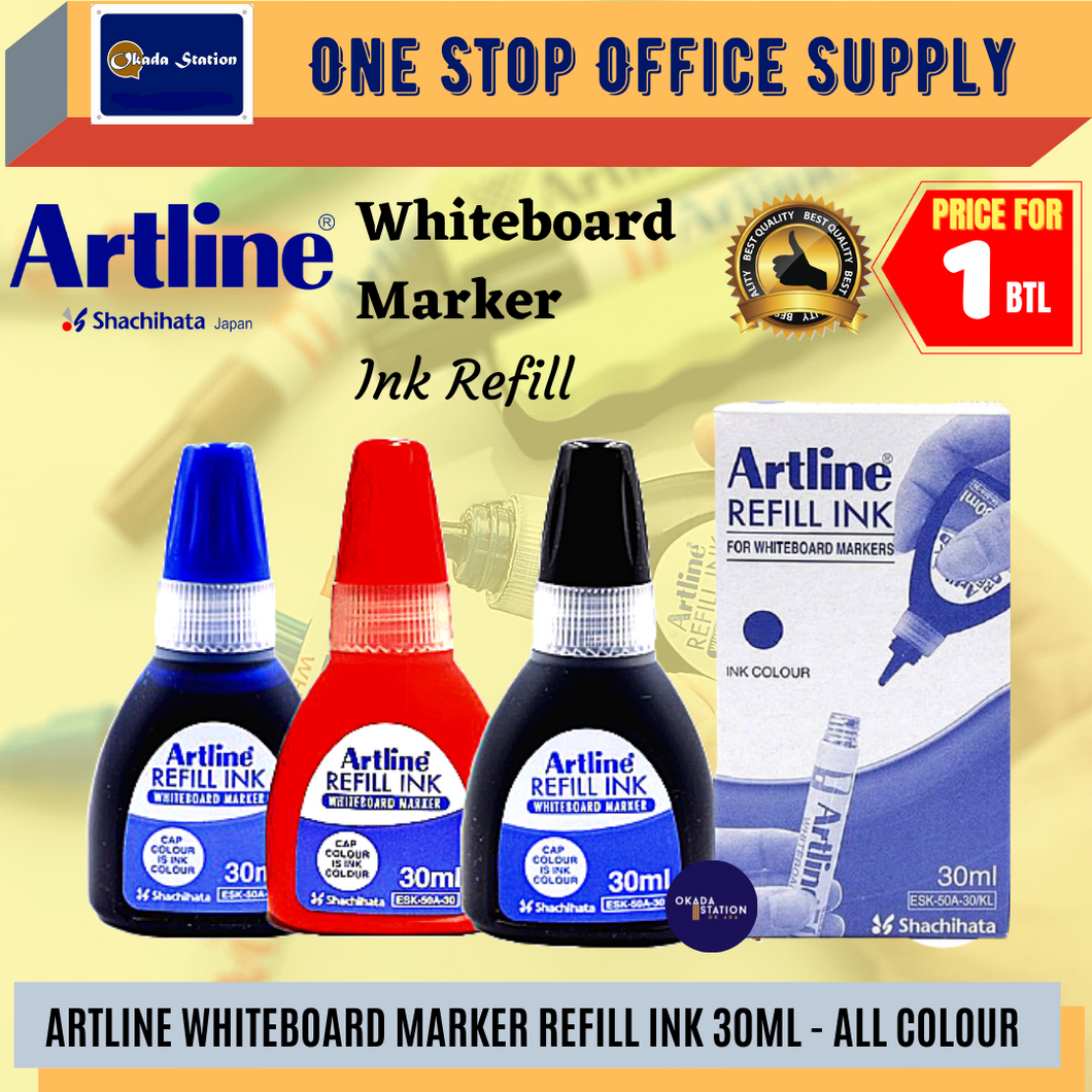 Artline Whiteboard Marker Pen Refill Ink (30ml) / Whiteboard Marker Ink /  Whiteboard Marker Pen Refill 30cc