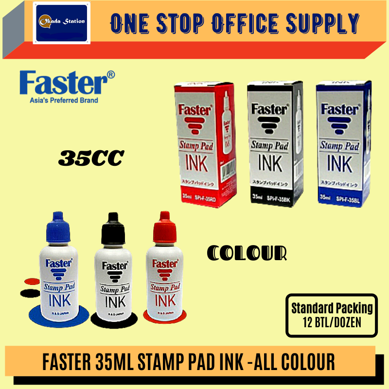 Faster Stamp Pad Refill Ink (35ml) / Stamp Pad Ink Refill / Artline Refill 35cc