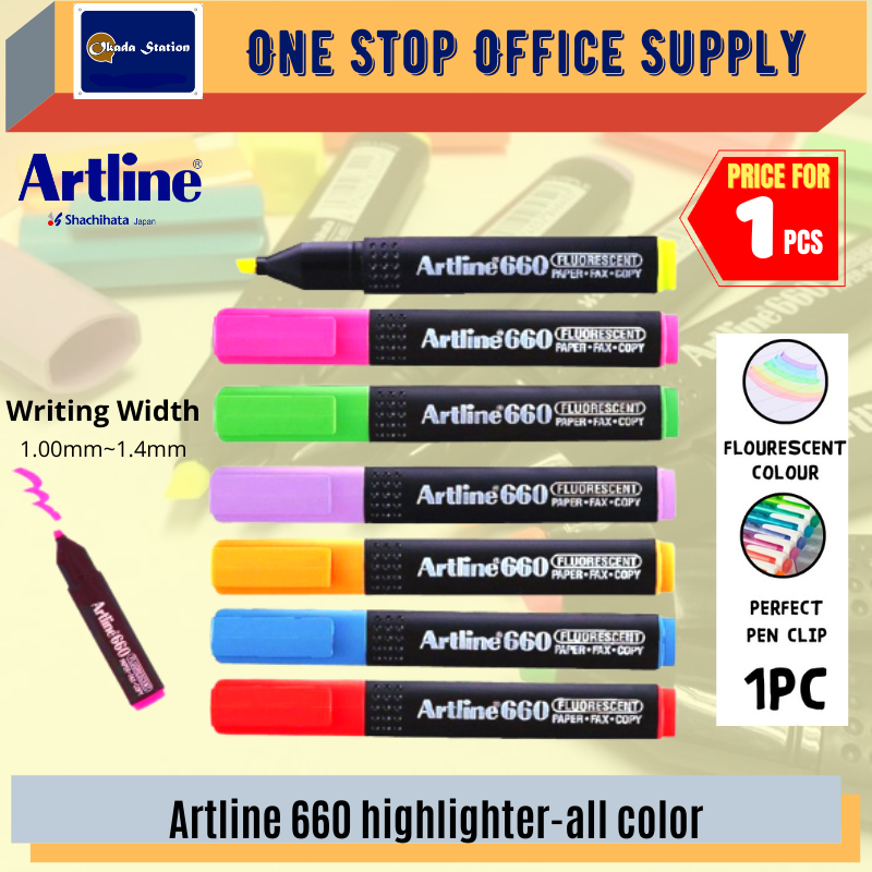 Artline 660 Highlighter Pen / Pen Penanda Berwarna / Textliner / Fluorescent Colour