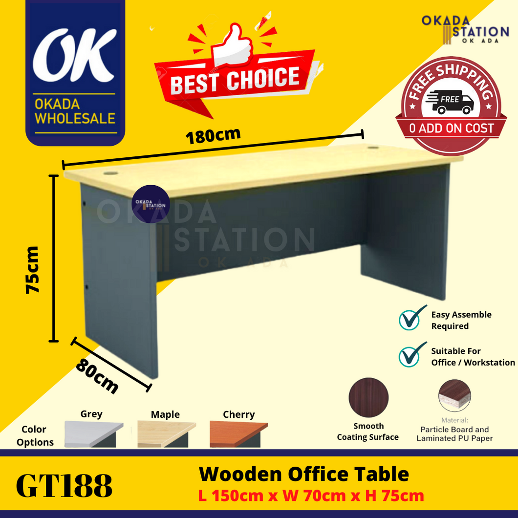 OKADA GT188 Office Table / Meja Belajar / Study Table Desk / Meja Study / Office Desk / Meja Kayu / G Series