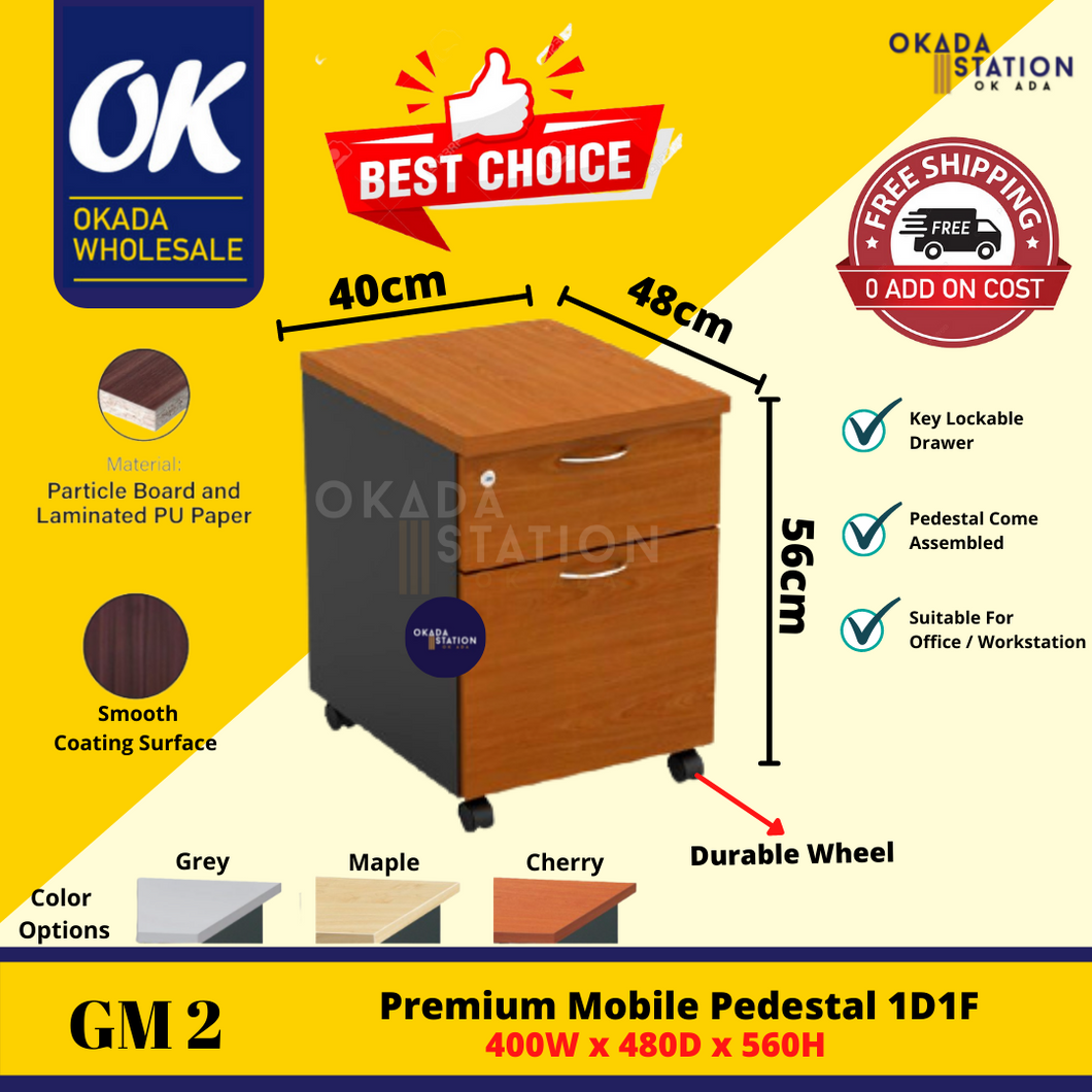 OKADA GM2 Mobile Pedestal / Drawer Cabinet / Almari Laci / Kabinet / Cabinet Storage / Mobile Cabinet