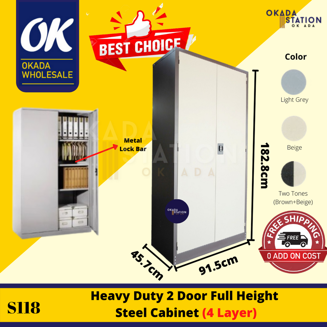 OKADA Full Height Metal Cabinet S118 / Almari Besi / Steel Cabinet Office / Full Height Office Cabinet