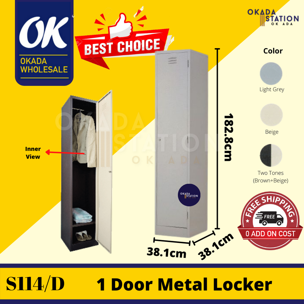 OKADA Single Metal Locker S114/D / Almari Besi / Steel Locker Hostel / Single Locker / Metal Cabinet