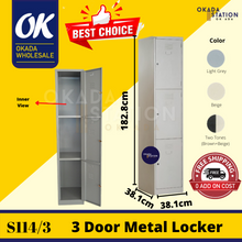 Load image into Gallery viewer, OKADA 3 Layer Metal Locker S114/3 / Almari Besi / Steel Locker Hostel / Single Locker / Metal Cabinet
