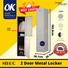 Load image into Gallery viewer, OKADA 2 Layer Metal Locker S114/C / Almari Besi / Steel Locker Hostel / Single Locker / Metal Cabinet
