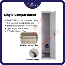 Load image into Gallery viewer, OKADA Single Metal Locker S114/D / Almari Besi / Steel Locker Hostel / Single Locker / Metal Cabinet
