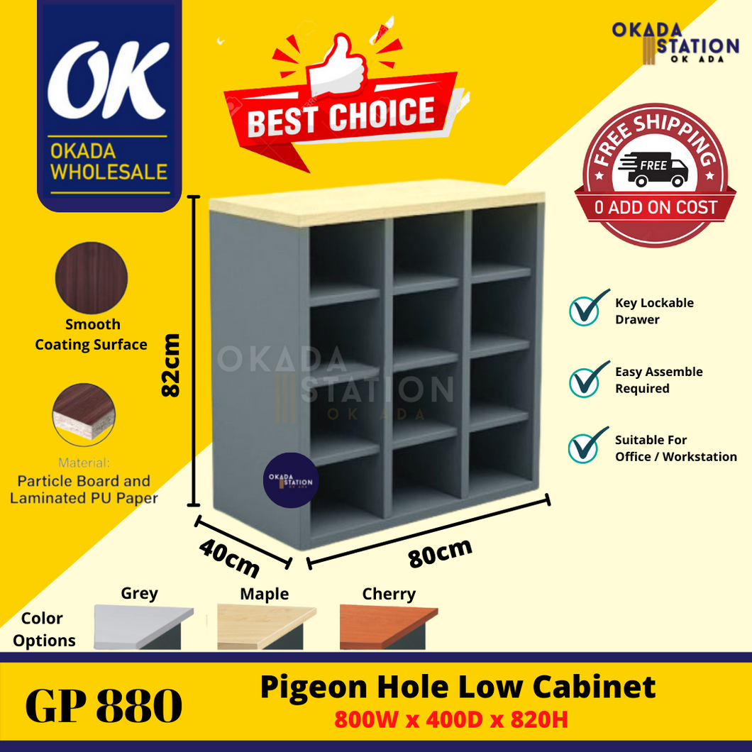 OKADA GP880 Pigeon Hole Low Cabinet / Drawer Cabinet / Almari Buku / Kabinet / Cabinet Storage / Bookshelf / G Series