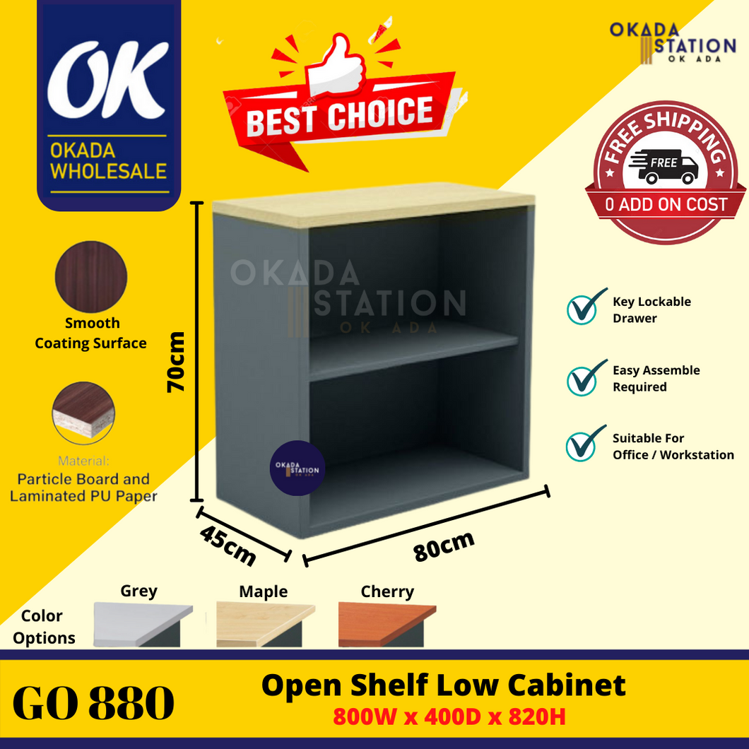 OKADA GO880 Open Shelf Low Cabinet / Drawer Cabinet / Almari Buku / Kabinet / Cabinet Storage / Bookshelf / G Series